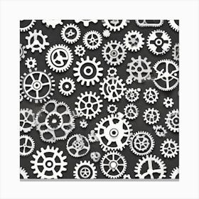 White Gears On A Black Background 1 Canvas Print