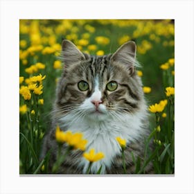 Cat In The Meadow Canvas Print
