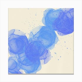 Minimalist Abstract Blue Ink Splashes – Modern Fluid Art Design Canvas Print