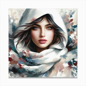 Girl In White Scarf 1 Canvas Print