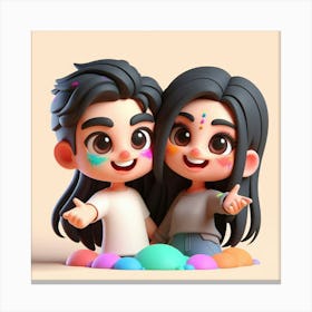 Holi Couple 5 Canvas Print