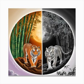 Tiger And Bamboo Canvas Print