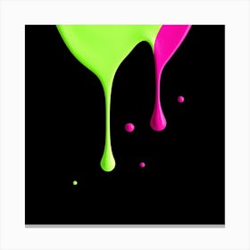 Neon Paint Dripping On Black Background Canvas Print