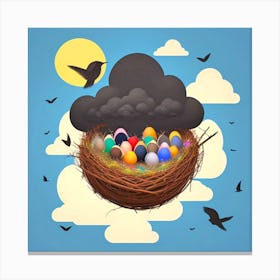 Easter Eggs In A Nest 124 Canvas Print