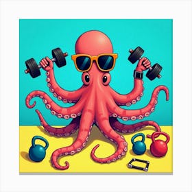 Flux Dev A Whimsical Illustration Of An Octopus Wearing A Pair 0 Canvas Print