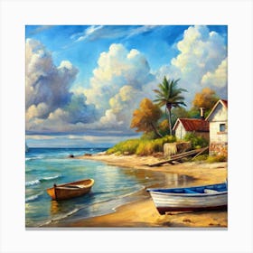 Boats On The Beach 1 Canvas Print