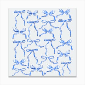 Coquette Bows Blue Canvas Print