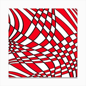 Abstract Red And White Wavy Lines Canvas Print