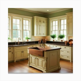 Kitchen With White Cabinets 3 Canvas Print