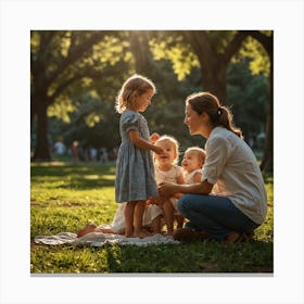 Family Portrait In The Park Canvas Print