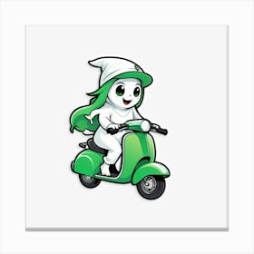 Ghost On A Scooter Canvas Print
