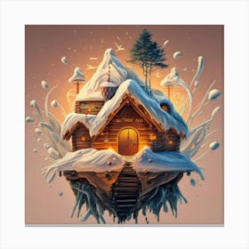 Wooden hut snow 12 Canvas Print