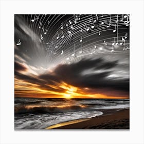 Music Notes At Sunset 12 Canvas Print