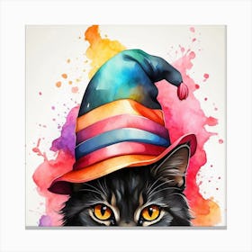Black Cat In A Hat Canvas Print