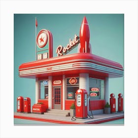 Red Rocket Gas Station Canvas Print