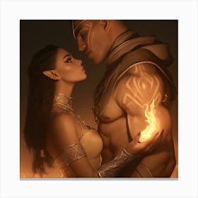 Elven Flame Couple Canvas Print