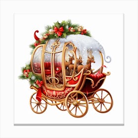 Christmas Carriage With Reindeer Canvas Print