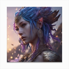 Woman With Blue Hair Canvas Print