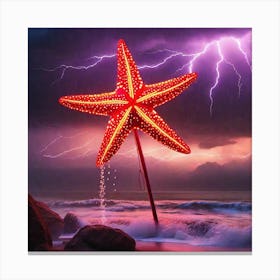 Lightning Starfish beach storm Canvas Print