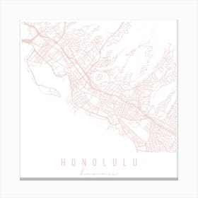 Honolulu Hawaii Light Pink Minimal Street Map Square Canvas Print