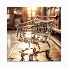 Small Shopping Cart In A Store Canvas Print