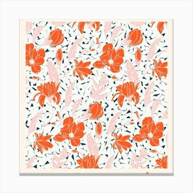 Orange And Blue Floral Pattern Canvas Print