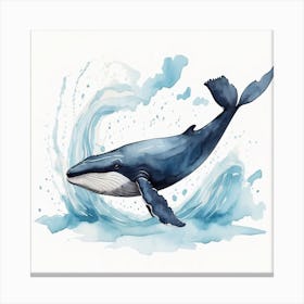 Whale Watercolor Painting Canvas Print