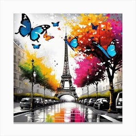 Paris With Butterflies 102 Canvas Print