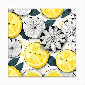 Seamless Pattern With Lemon Slices Canvas Print