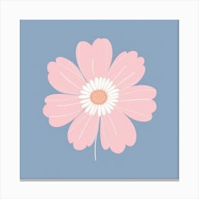 A White And Pink Flower In Minimalist Style Square Composition 225 Canvas Print