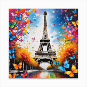 Paris Eiffel Tower Butterflies 2 Canvas Print