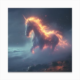 Mysterious Unicorn. Unicorn On Fire Canvas Print