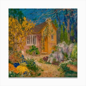 Cottage Garden, Gustav Klimt Inspired Cat 4 Canvas Print