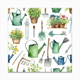 Garden Tools Seamless Pattern Canvas Print