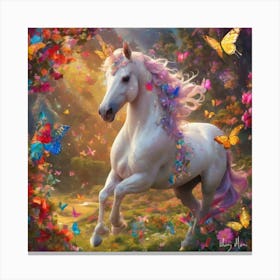 Unicorn With Butterflies 1 Canvas Print