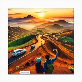 Sunset In The Mountains Canvas Print