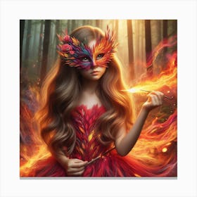 Fire Girl In The Forest Canvas Print
