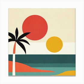 Beach, Geometric Abstract Art Poster Vintage, Canvas Print