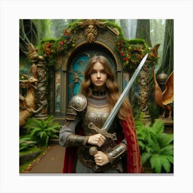 Fairytale Girl With Sword1 Canvas Print