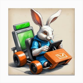 Rabbit In A Car 1 Canvas Print