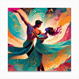 Abstract Dancing Couple Canvas Print