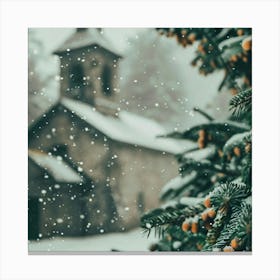 Snowy Church Canvas Print