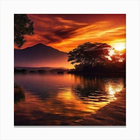 Sunset Over Lake 28 Canvas Print