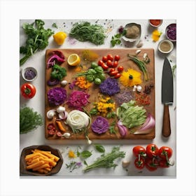 Cutting Board Full Of Vegetables Canvas Print