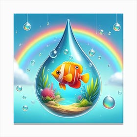 Fish In A Raindrop Floating In The Air 2 Canvas Print