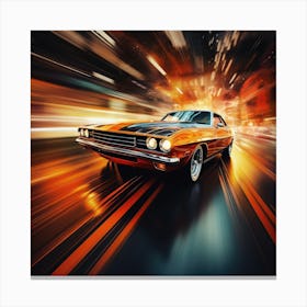 Speeding Car At Night Canvas Print