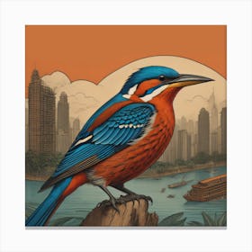 Bird In The City Animal Vintage 1930s Art Print Canvas Print