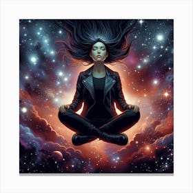 Meditating Woman In Space Canvas Print