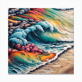 Colorful Waves Dancing On The Shoreline Canvas Print