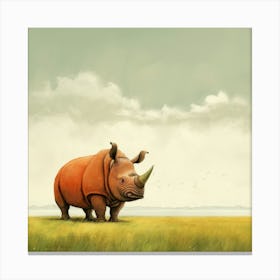 Rhino In The Grass Canvas Print